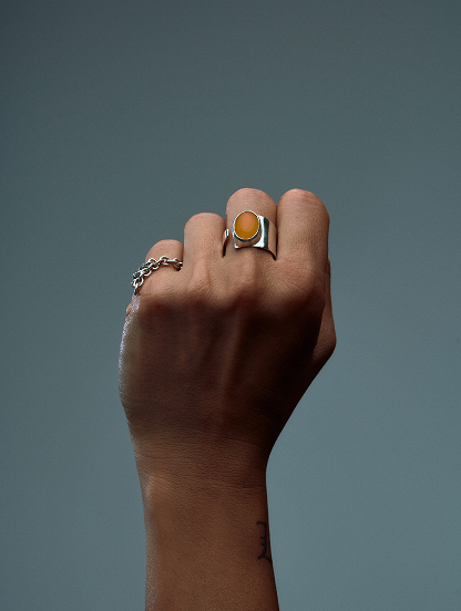 Editorial detail of Indigo Rhythm sterling silver jewelry, a dance of light and shadow