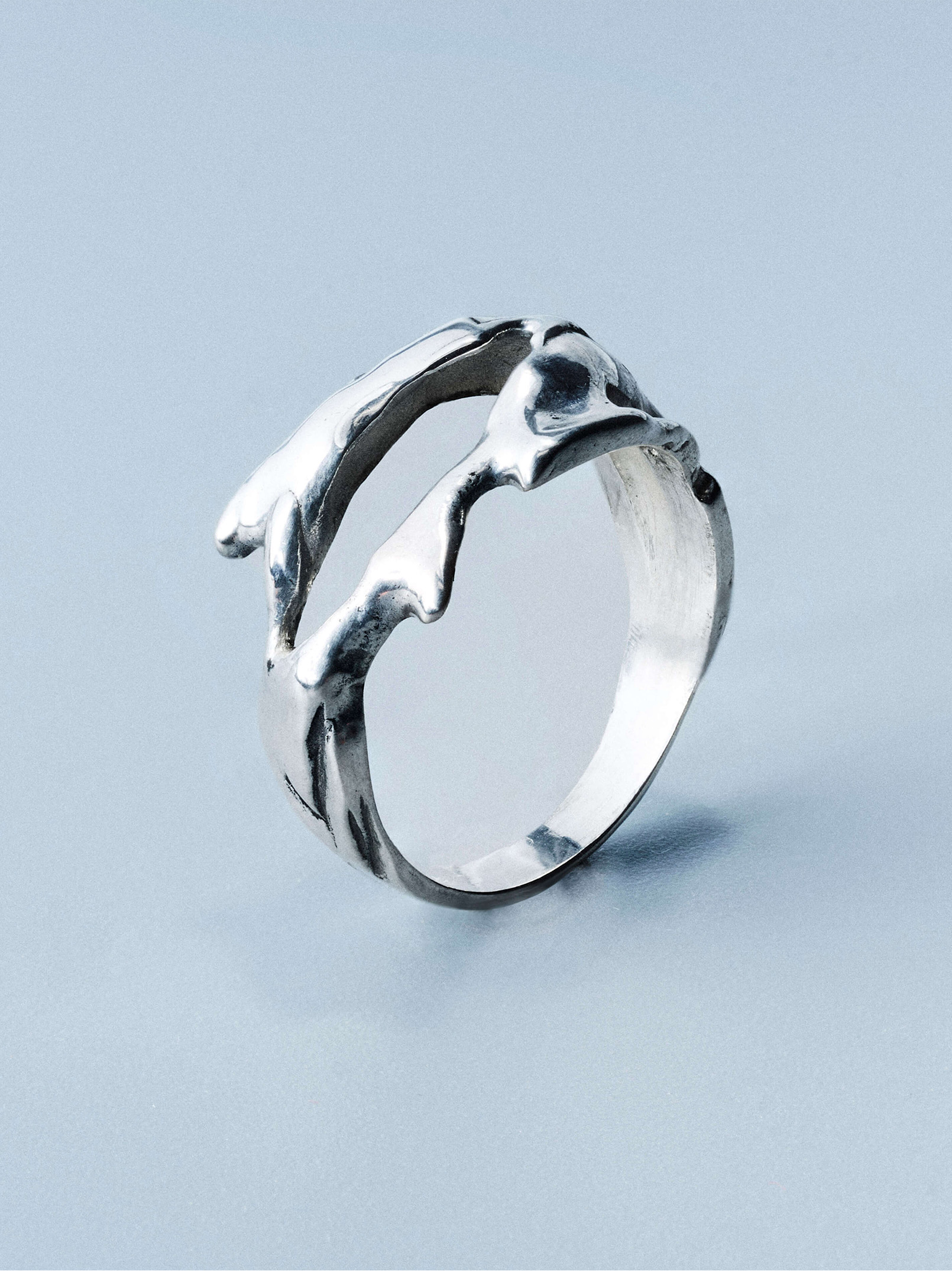 Morph ring, handcrafted lost-wax cast sterling silver 925 by Indigo